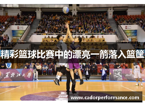 精彩篮球比赛中的漂亮一箭落入篮筐